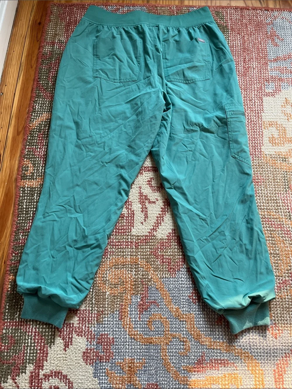 FIGS FREEx Zamora Jogger Scrub Pants Size L Green Pink Drawstring EUC